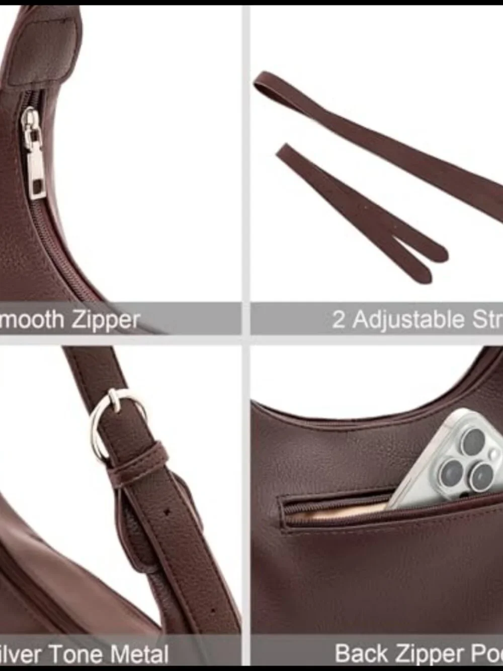 Women's Slouchy Hobo Shoulder Bag PU Leather Crossbody Purse